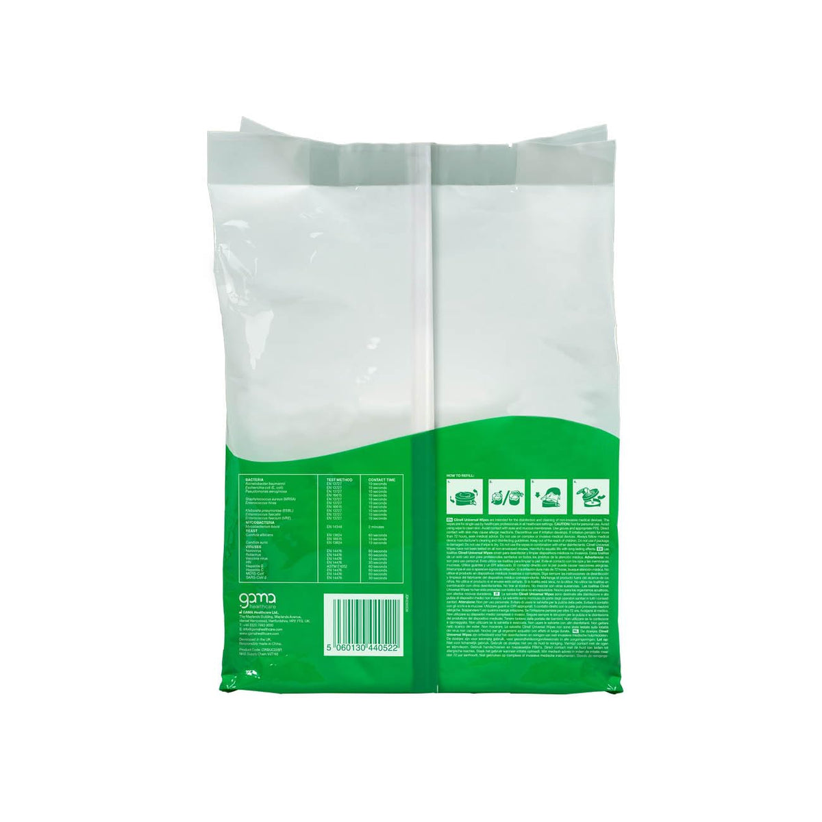 Clinell Universal Cleaning and Disinfectant Wipes - 225 Refill Wipes, Multi-Purpose