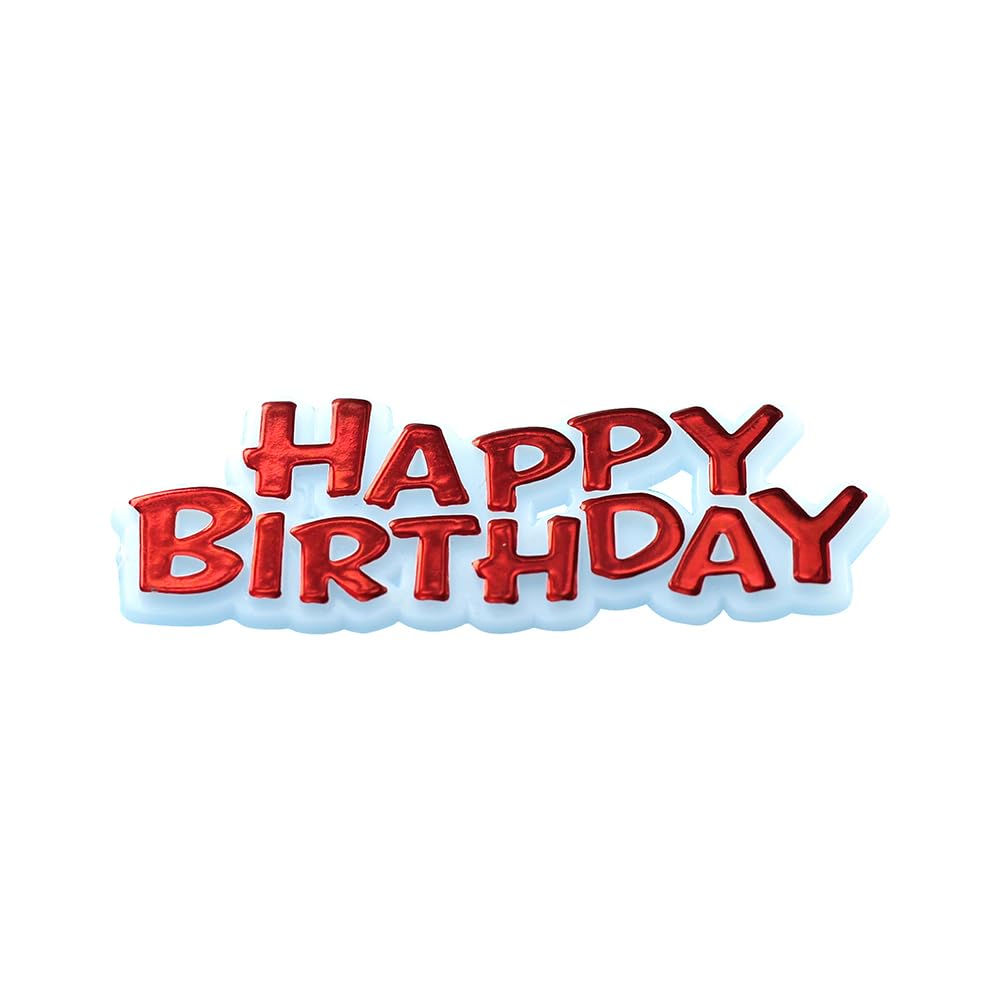 Anniversary House Football Cake Topper Keepsake Set, Red - 2-Piece Resin Cake Decoration with Happy Birthday Motto