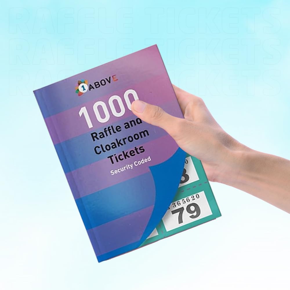 1ABOVE Tombola Raffle Tickets Book - 1000 Numbered Tickets with Security Features