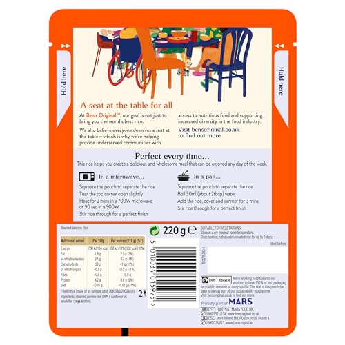 Ben's Original Jasmine Microwave Rice, 6 x 220g Pouches