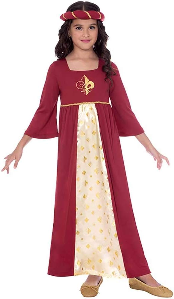 amscan Red Tudor Princess Costume - Fancy Dress for Girls (8-10 Years) 1