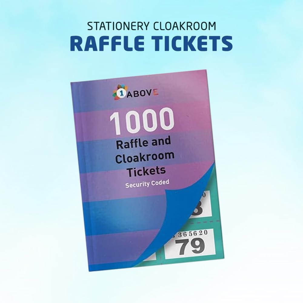 1ABOVE Tombola Raffle Tickets Book - 1000 Numbered Tickets with Security Features