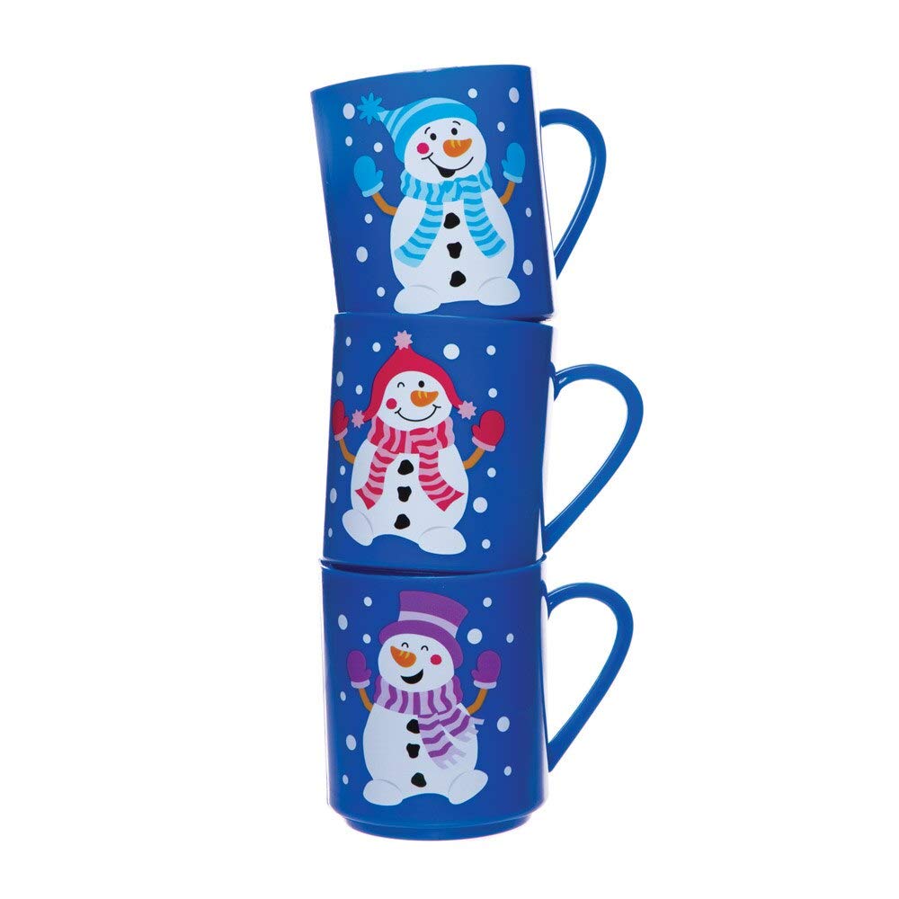 Baker Ross Jolly Snowman Mugs - Christmas Party Favour Mugs for Kids (Pack of 4)