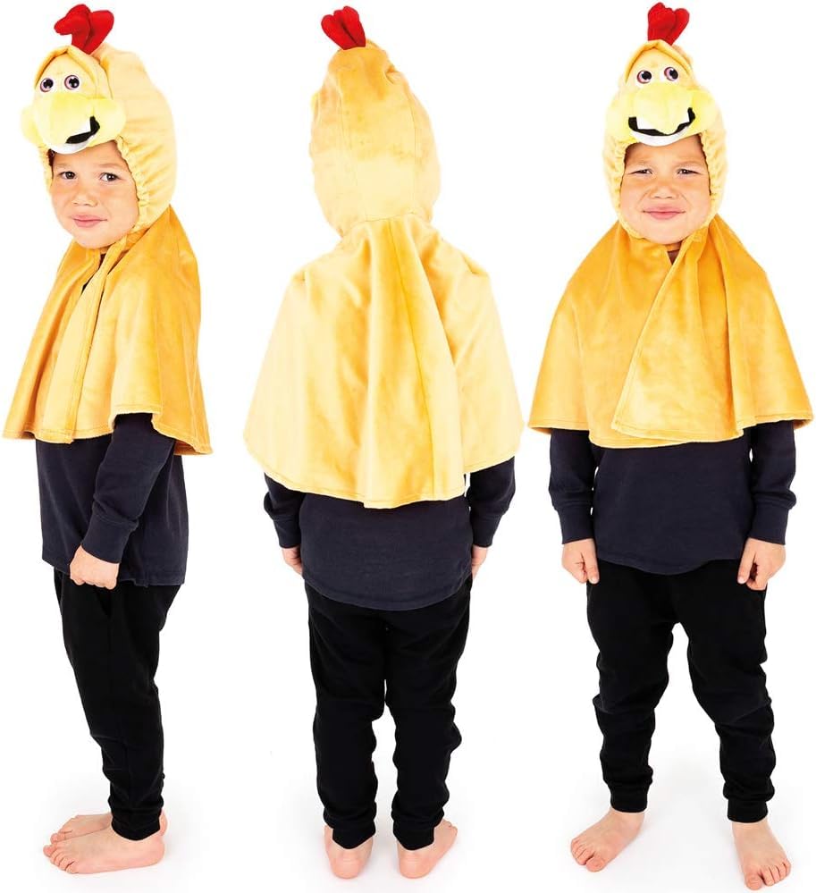 PRETEND TO BEE Chicken Cape Costume for Kids 3-7 Years - Velcro Fastening Hooded Dress Up Cape 10