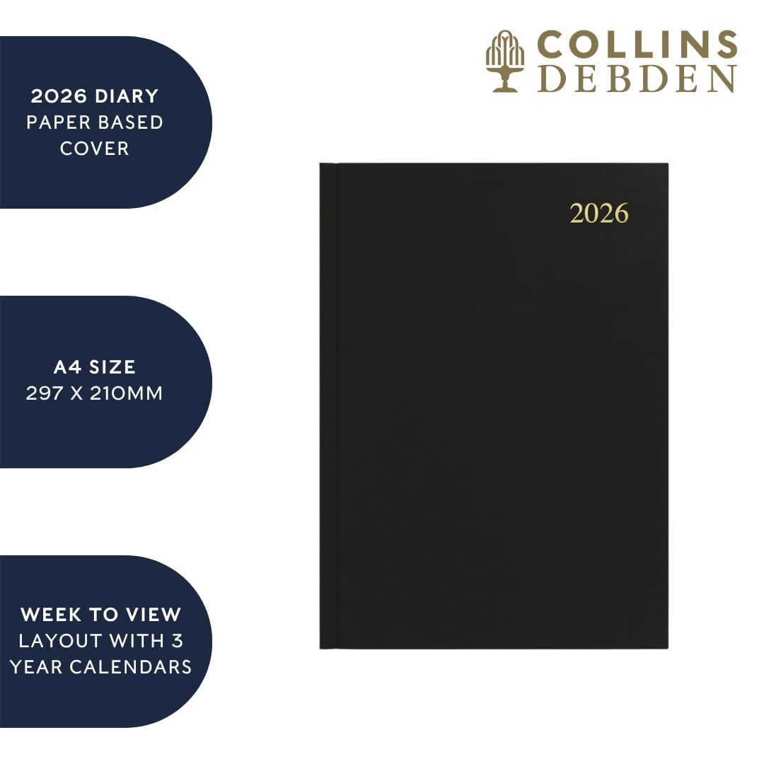Collins Essential 2026 12 Month Desk Calendar Planner | A4 Week-To-View | Black 4