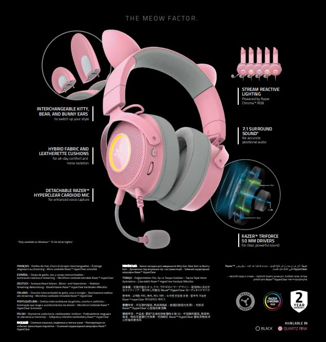 Razer Kraken Kitty Edition V2 Pro - Wired RGB Gaming Headset with Interchangeable Ears 22