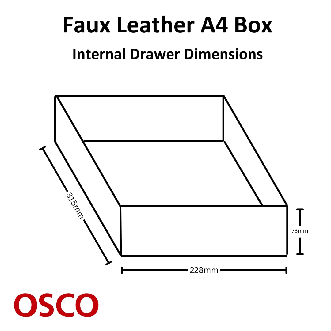 Osco Faux Leather A4 Document Storage Box with Lid | Stackable | Brown | 16 Litres 7