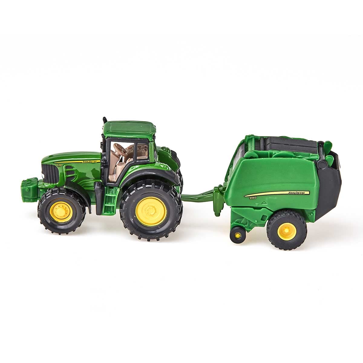 SIKU John Deere Tractor with Round Baler and 2 Bales 1665 | Metal/Plastic | Green 1