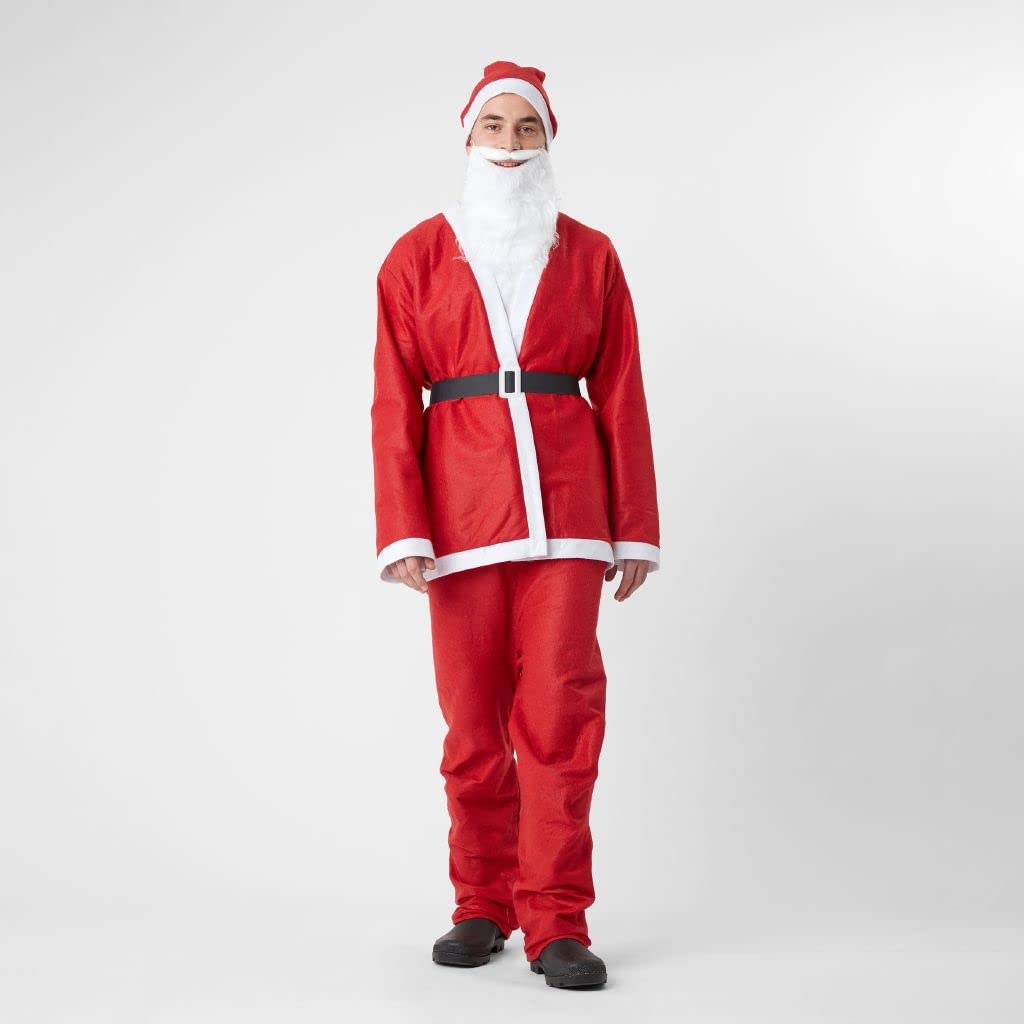 SHATCHI 5-Piece Adult Santa Claus Costume Suit - Felt Christmas Cosplay Outfit 3