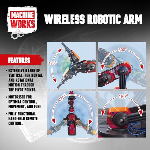 Machine Works MWRA01 Build Your Own Robotic Arm Kit - Wireless Controlled Metal Robot for Ages 10+ 13