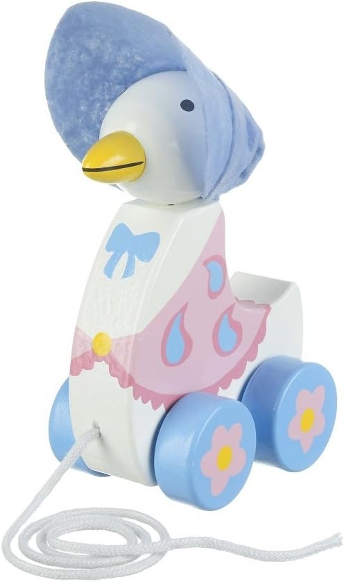 Orange Tree Toys Jemima Puddle Duck Pull Along - Licensed Peter Rabbit Wooden Toy for Toddlers 1