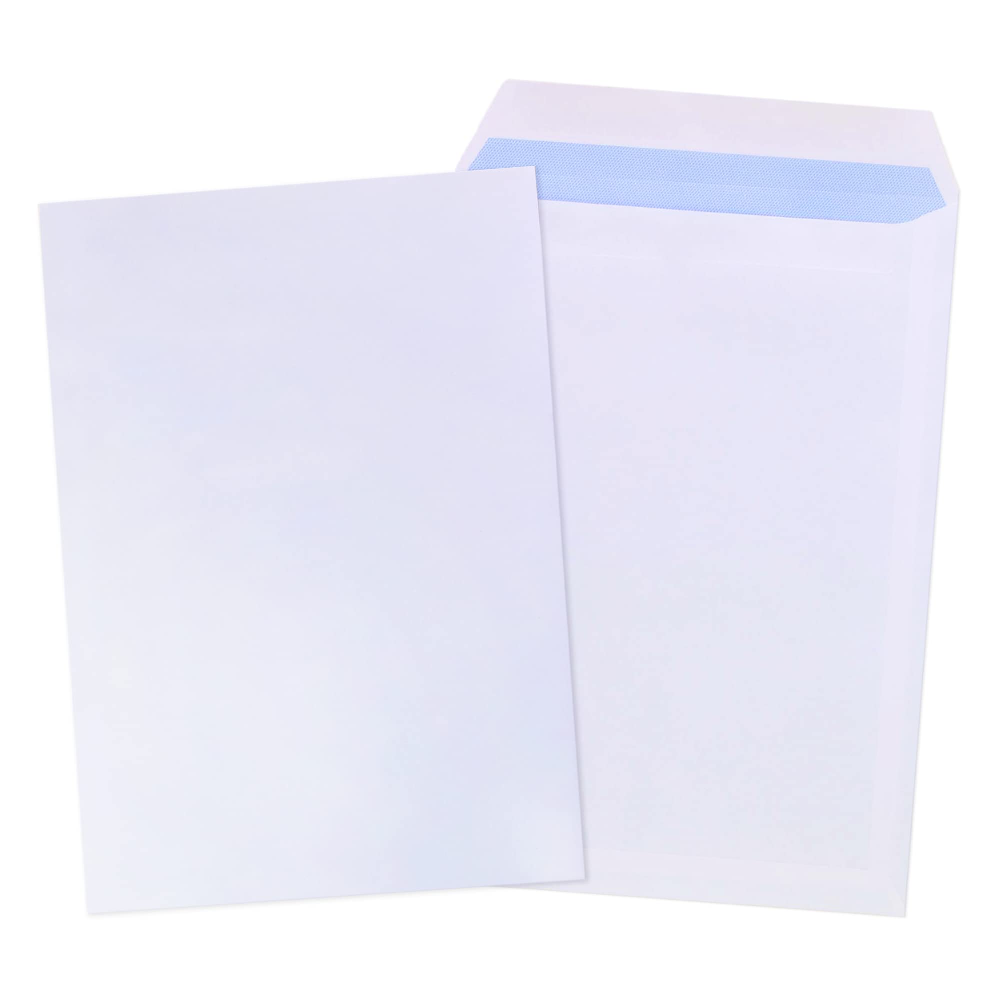 Globe Packaging C4/A4 Plain White Self Seal Envelopes 90gsm, Pack of 50 | Blue Security Tint | Made in the UK