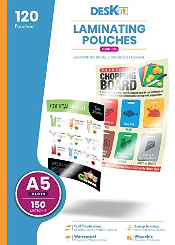 deskit A5 Laminating Pouches - 120 Sheets, 150 Microns, Gloss Finish | Professional Protection