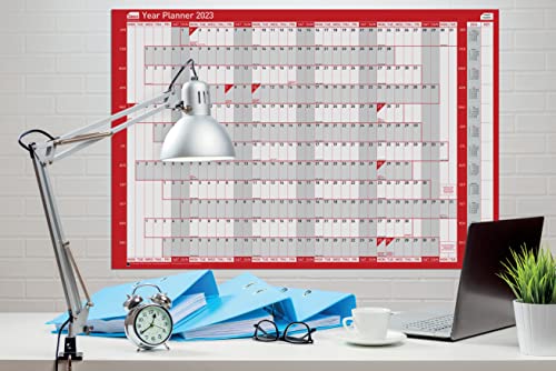 Sasco 2023 Compact Year Wall Planner Landscape with Wet Wipe Pen & Sticker Pack