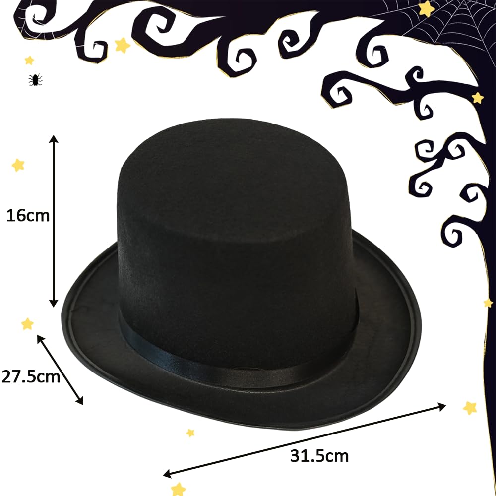 RAM ONLINE Adult Black Velour Top Hat - Victorian Magician Ringmaster Costume Headwear 2