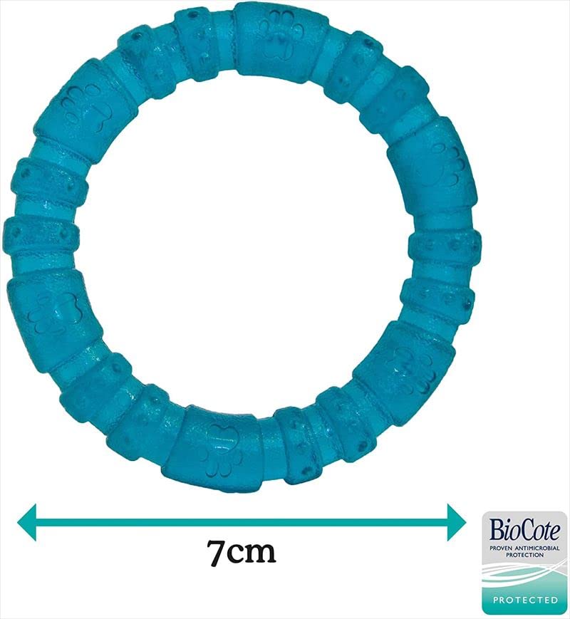 Rosewood Biosafe Puppy Ring - Antimicrobial Chew Toy for Teething Puppies | Small Size | Blue 3