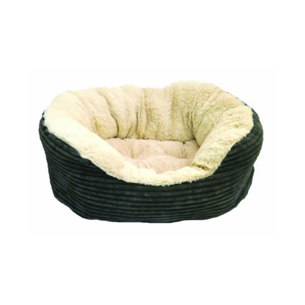 Rosewood Jumbo Cord Plush Dog Bed - Small, 51x45cm, Washable Oval Pet Bed 4