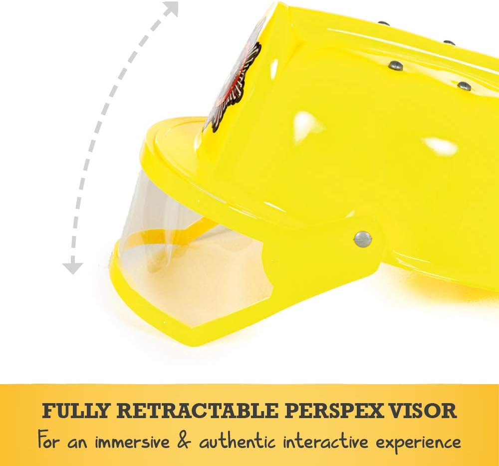 Pretend to Bee Firefighter Helmet with Visor, Kids Fireman Costume Accessory, Yellow Dress Up Helmet for Pretend Play 2