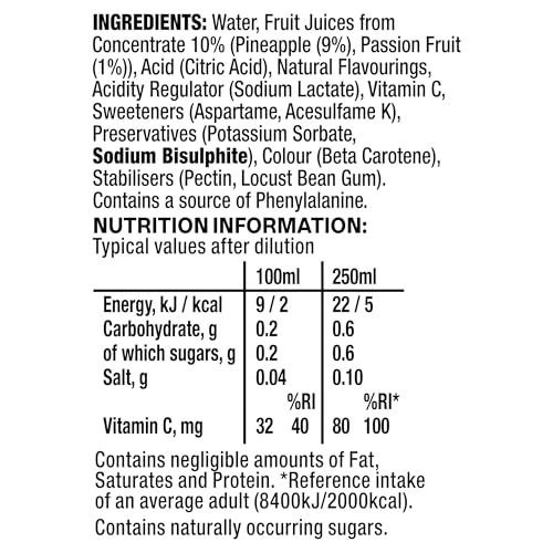 Ribena - Pineapple and Passion Fruit Juice Drink No Added Sugar 850ml