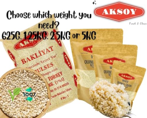 Aksoy White Quinoa 1.25KG - Whole Grain, Ready-to-Cook, Non-GMO, Plant-Based Protein
