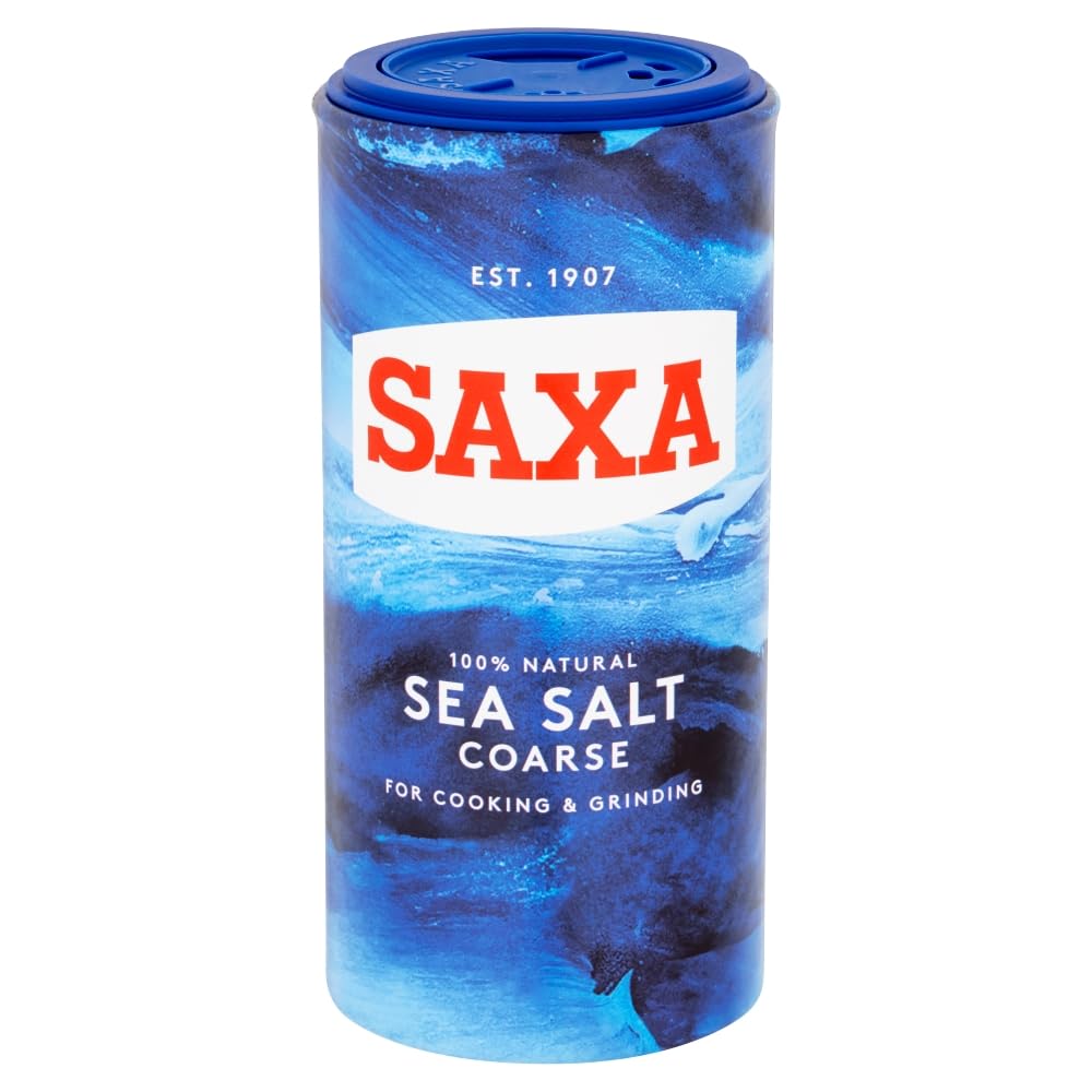 Saxa Coarse Sea Salt for Cooking & Grinding - Pure & Natural | 350g Drum 2