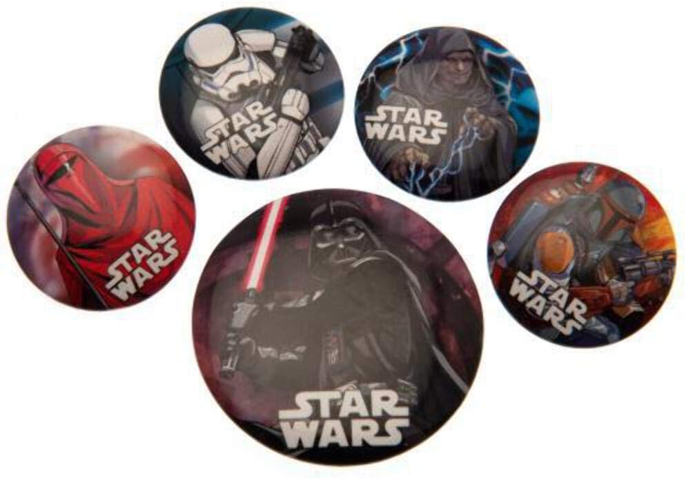 Star Wars Dark Side Badges Button Pin Set (5-Piece Assorted Sizes)