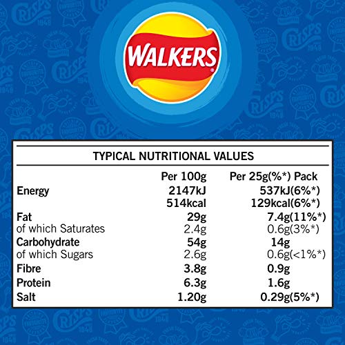 Walkers Cheese and Onion Vegetarian Multipack Crisps, 6x25g