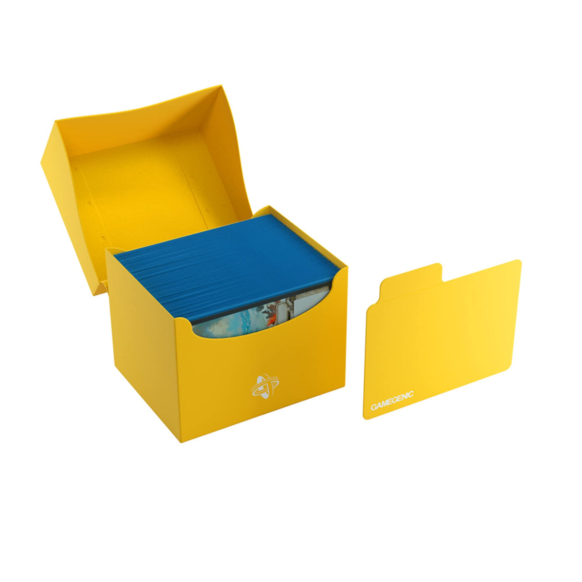 Gamegenic Side Holder 100+ XL Deck Box - Yellow | Holds 100 Double-Sleeved Cards | Self-Locking Lid 5