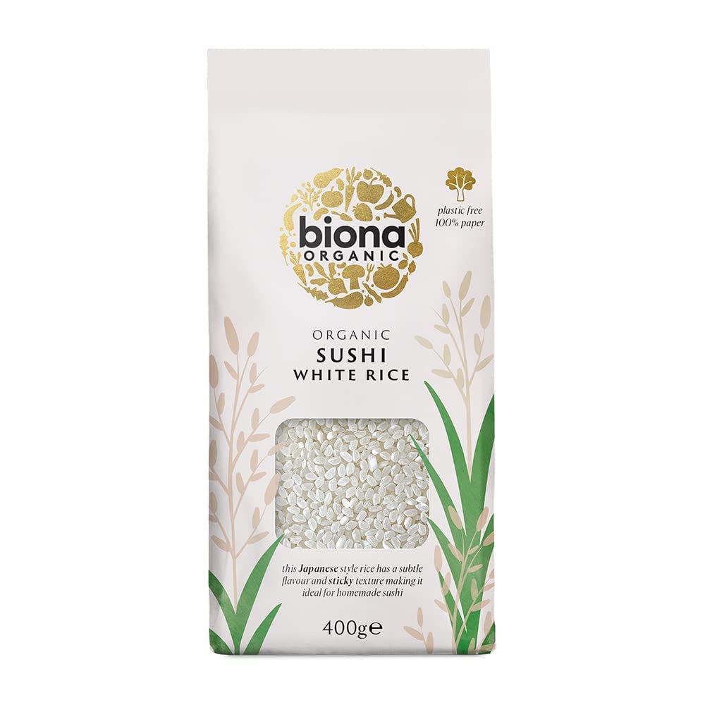 Biona Organic Sushi Rice - Short Grain White Rice for Japanese Style Sticky Dishes | 400g 1