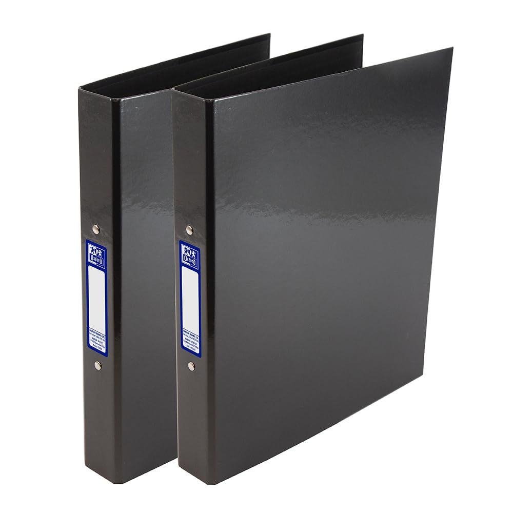 Oxford Premium A4 O-Ring Binder - Charcoal Black, 40mm Spine, 250 Sheet Capacity | Set of 2