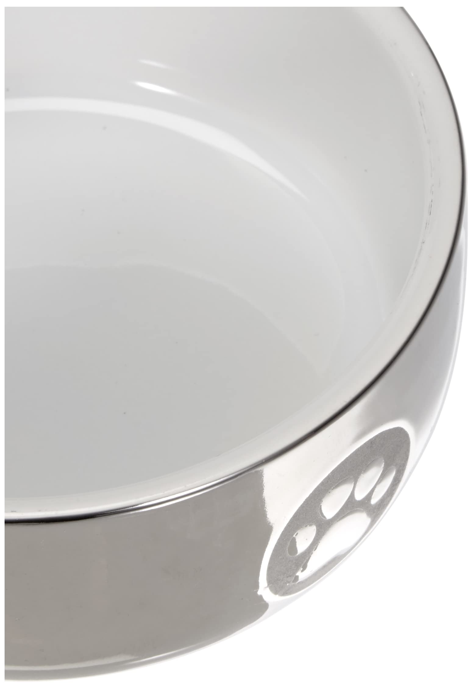 TRIXIE Ceramic Cat Bowl - Hard to Tip Over | 11 cm Diameter | White/Silver 3