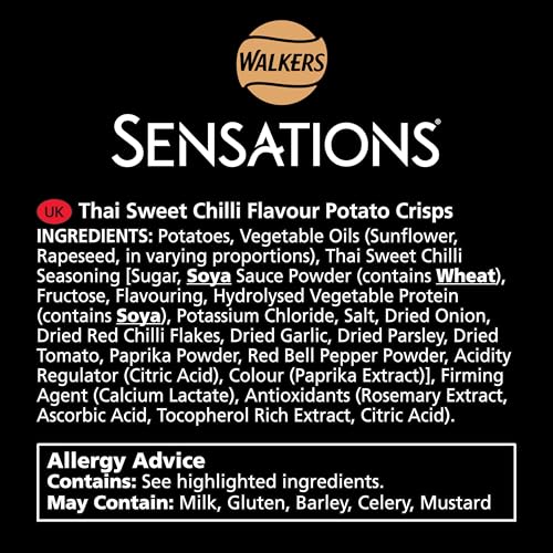 Sensations Thai Sweet Chilli Flavour Crisps Sharing Bag 150g