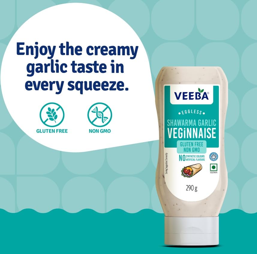 Veeba Shawarma Garlic Veginnaise Eggless Mayonnaise - 300g Pack | Vegetarian | Rich Garlic Flavor 6