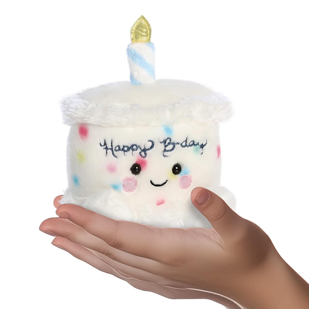 AURORA Palm Pals Happy Birthday Cake Soft Toy | 13cm | White | Suitable from Birth 5