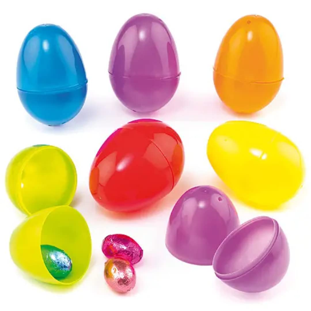 Baker Ross Colored Plastic Eggs (L1047) for Easter Treats and Party Bag Fillers - Pack of 12
