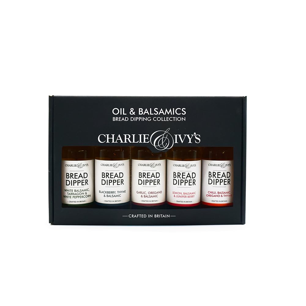 Charlie & Ivy's Oil & Balsamic Box 5 x 100ml - British Bread Dipping Oils Gift Set 1