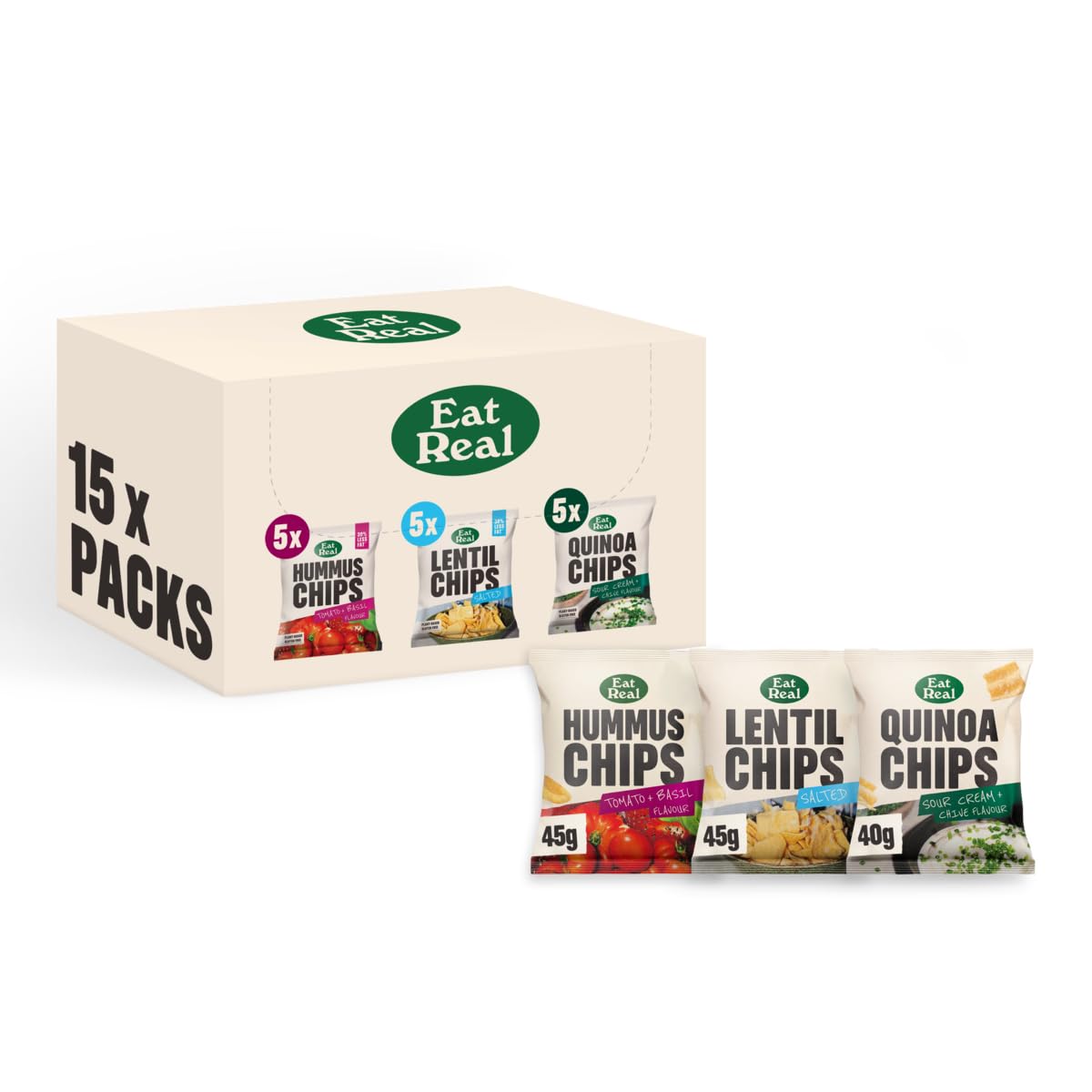 Eat Real - Multibox Variety Pack of Quinoa, Lentil & Hummus Chips 1