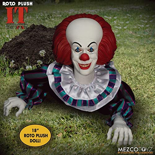 Mezco Designers Series - Roto Plush IT (1990): Pennywise - 18" Collectible Horror Plush for Ages 15+