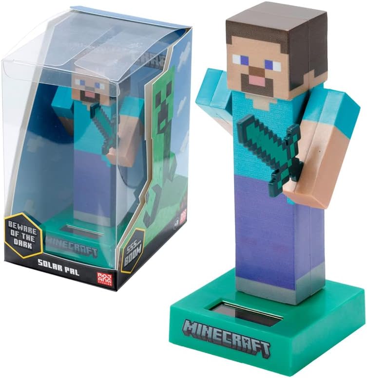 Puckator Minecraft Solar Pal Series - Steve Solar-Powered Dancing Figure (FF139)