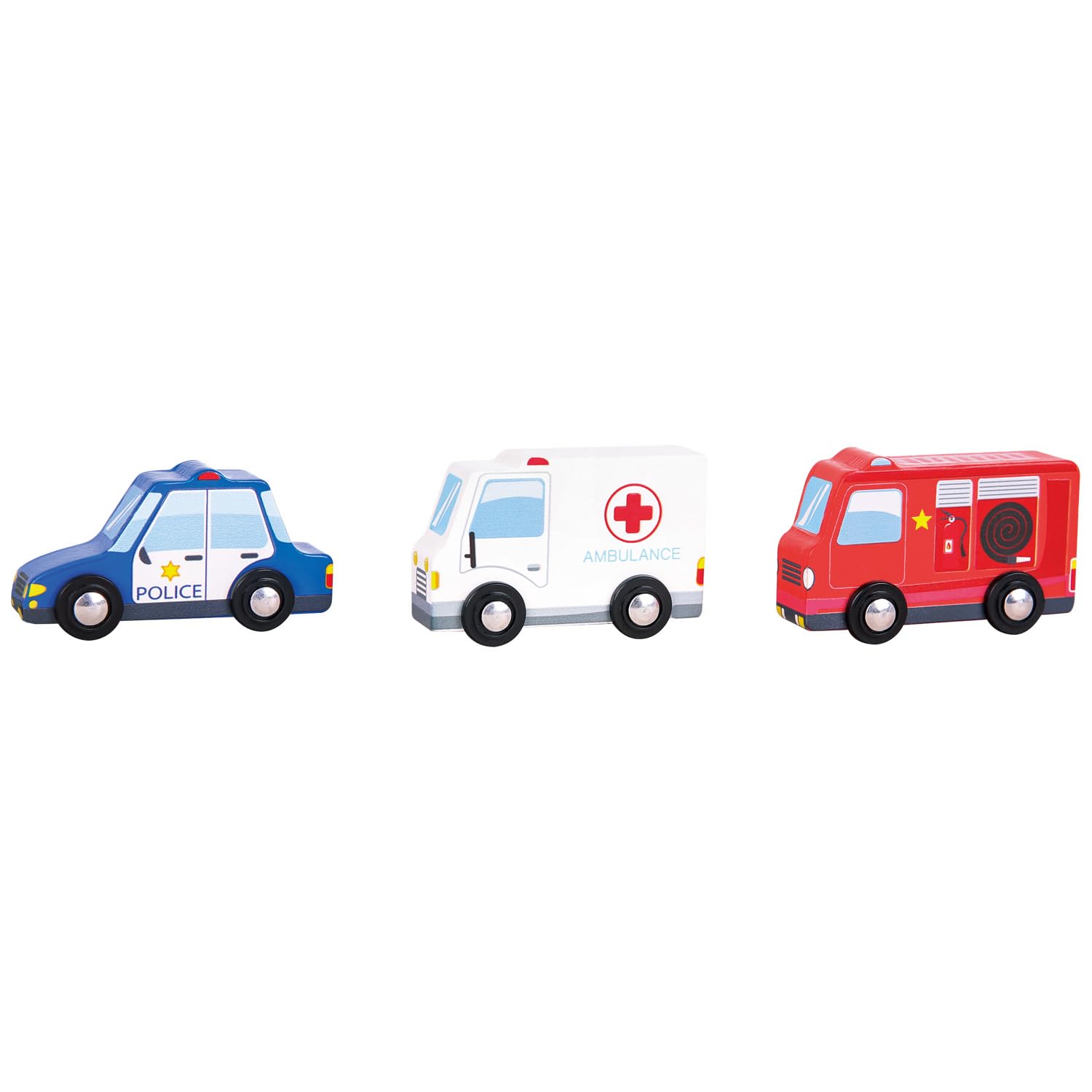 Woet Wooden Emergency Vehicle Set - 3 Pieces | FSC Certified Wood | Ages 18 Months+ 3