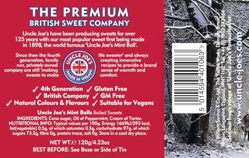 UNCLE JOE'S MINT BALLS Mint Balls - Natural Ingredients | Vegan | Christmas Gift Tin 120g 3