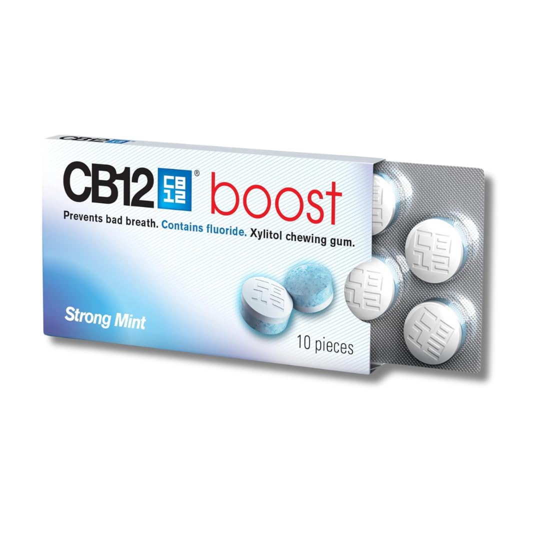 CB12 Boost Chewing Gum - Sugar-Free Cool Mint, Prevents Bad Breath, Strengthens Teeth, 10 Pieces 2