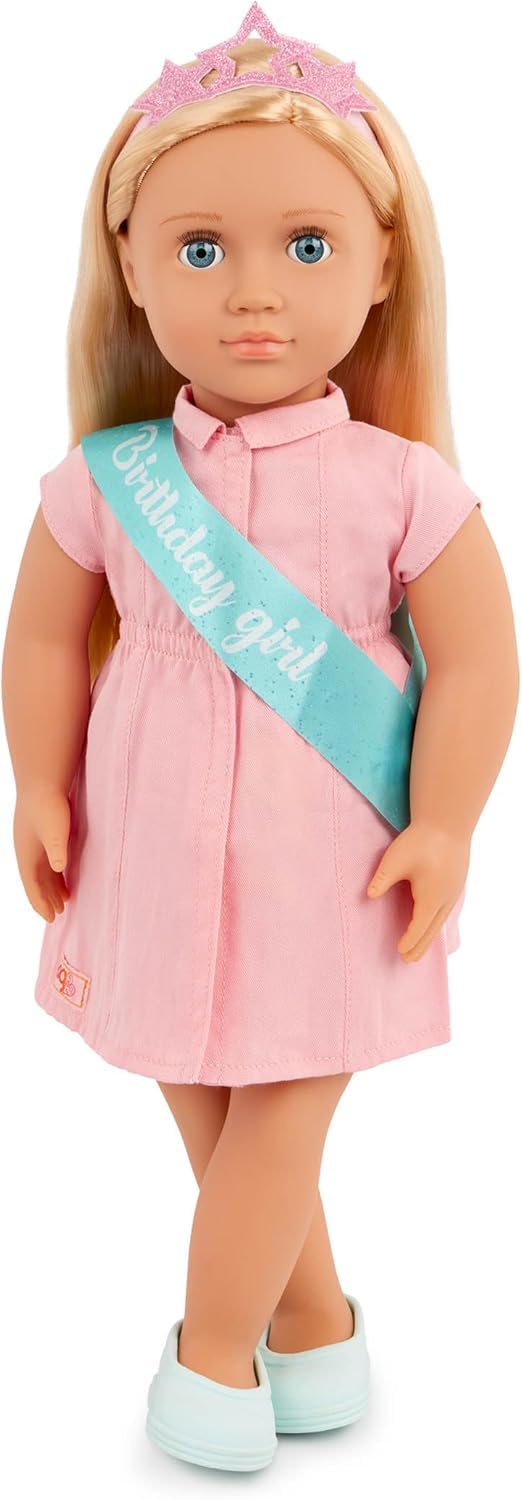 Our Generation Brenna 18-Inch Birthday Doll with Party Dress & Accessories | Movable Limbs