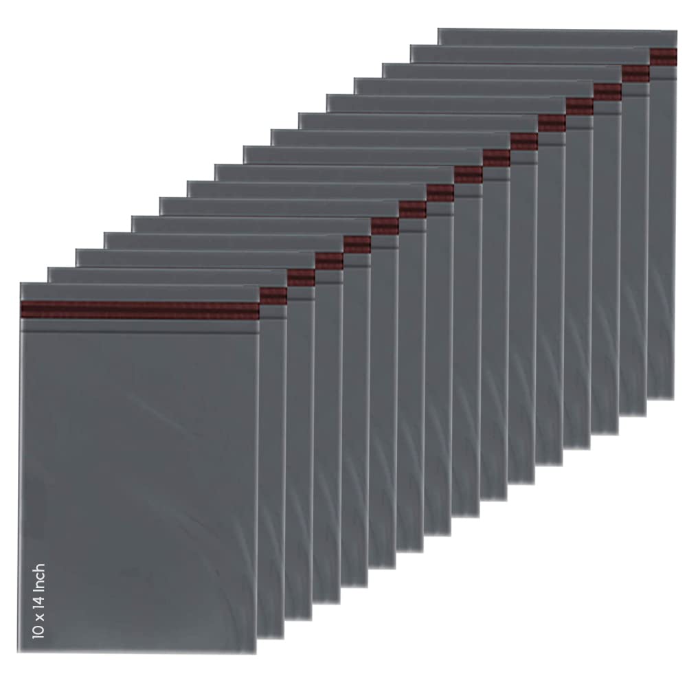 1ABOVE Grey Poly Postal Self Seal Bags - 50 Pack, 10x14 Inch, Water Resistant 1