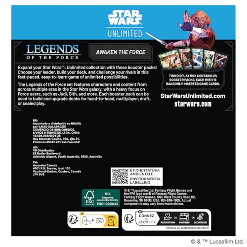 Fantasy Flight Games Star Wars: Unlimited Legends of the Force Booster Display (FFGSWH0502)