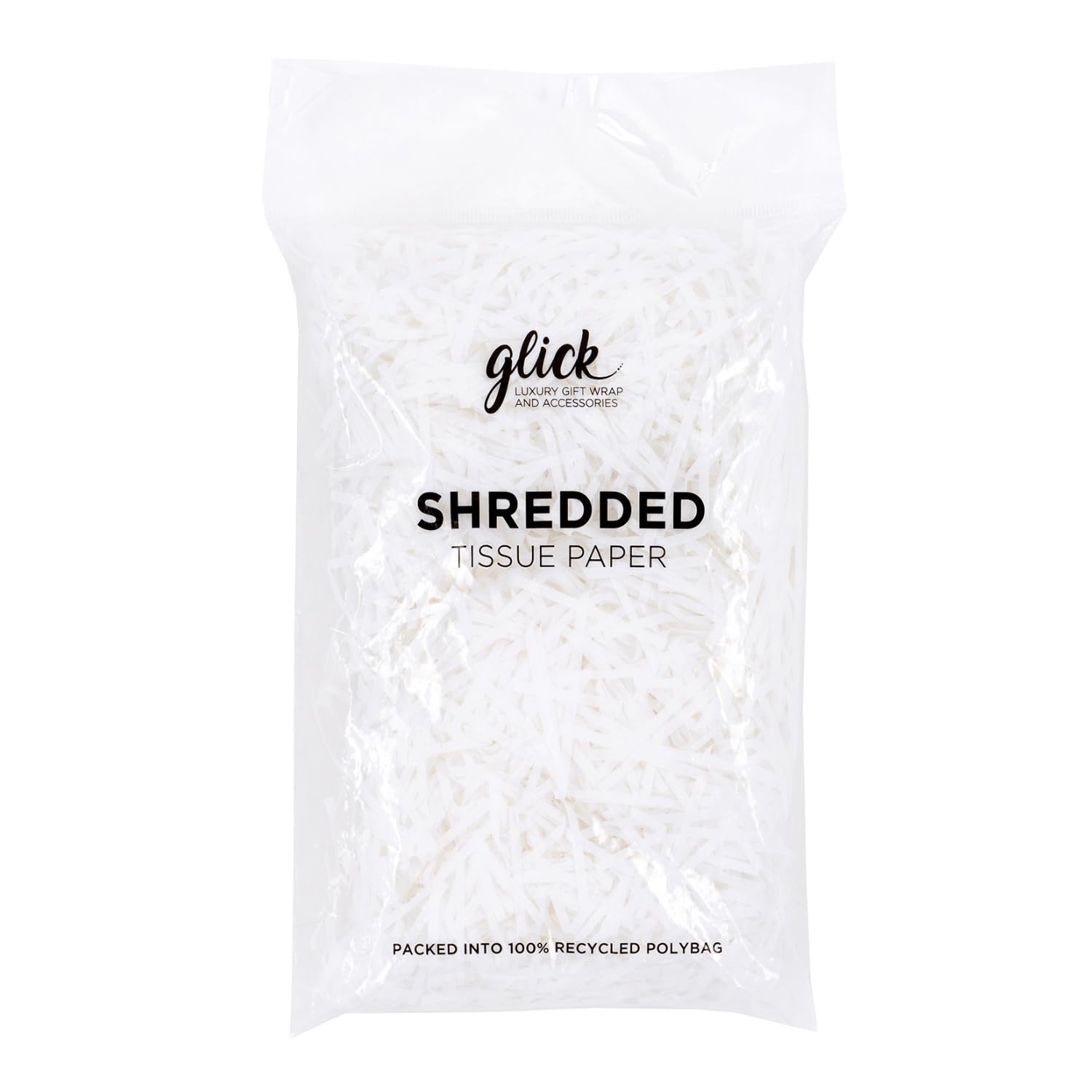 Glick Shredded White Tissue Paper - 30g Bag for Gifts & Hampers | Fully Recyclable