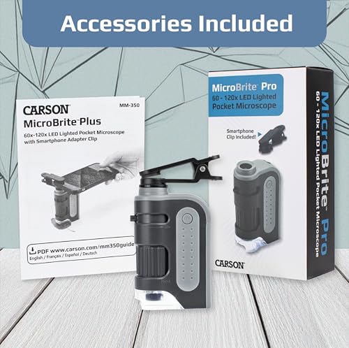 Carson MM-350 MicroBrite Pro Pocket Microscope with Smartphone Adapter 10
