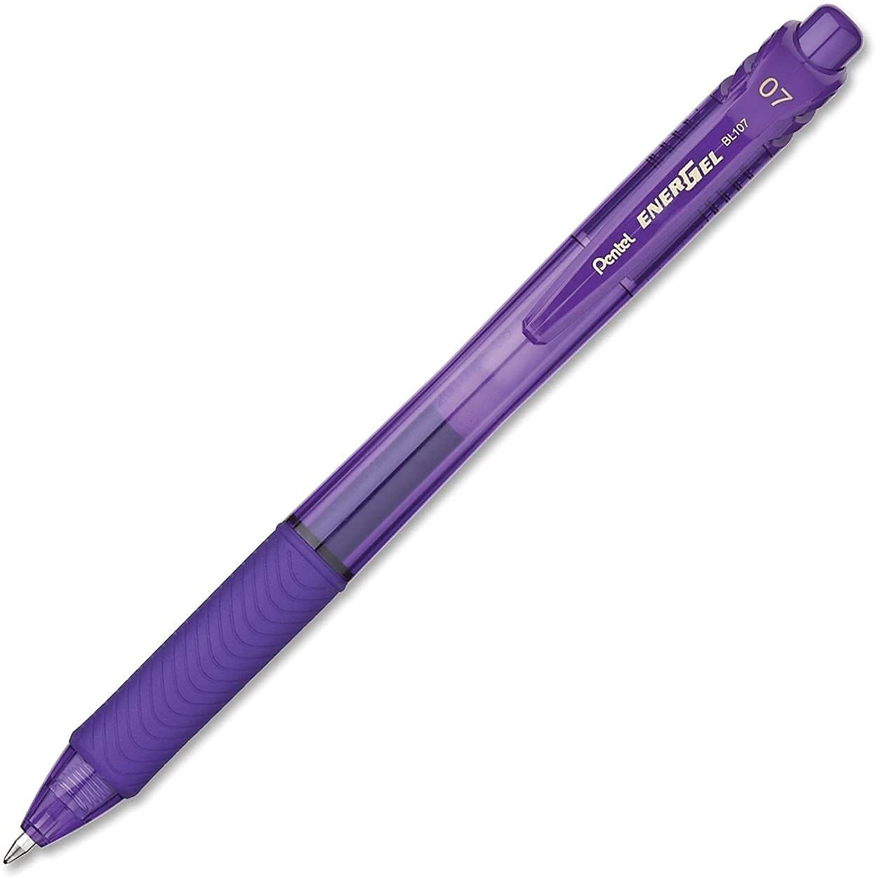 Pentel EnerGel X Retractable Rollerball Pen - 0.7mm Tip, Violet Ink | Quick Drying | Refillable 4