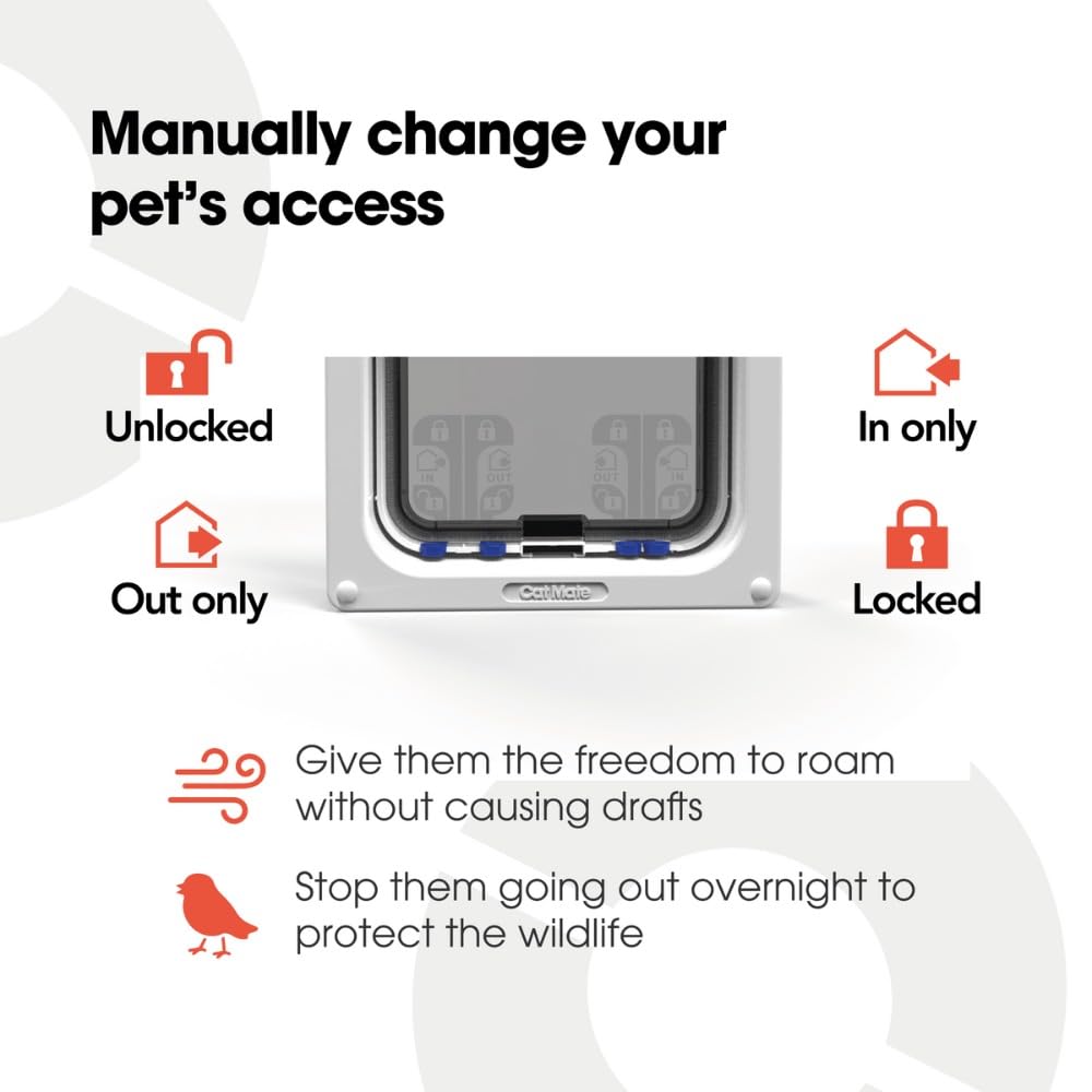 Cat Mate 4-Way Locking Large Cat Flap - Grey | Suitable for UPVC, Metal, Wood Doors & Walls | Up to 50mm Thick 7