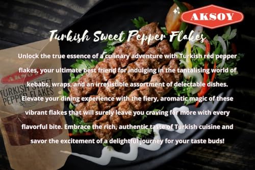 Aksoy Premium Quality Turkish Sweet Red Pepper Flakes (Turk Kirmizi Pul Biber)